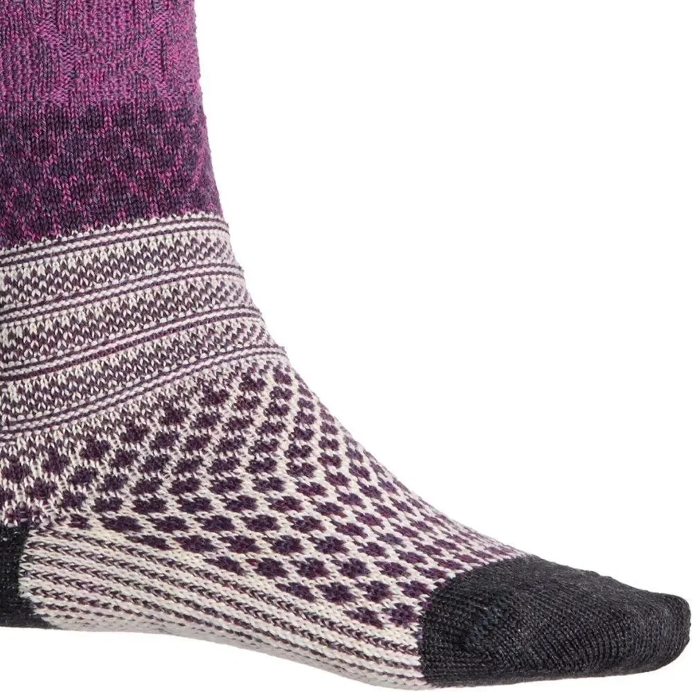 SmartWool XL Women’s Purple Gray Ivory Everyday Popcorn Merino Wool Blend Socks